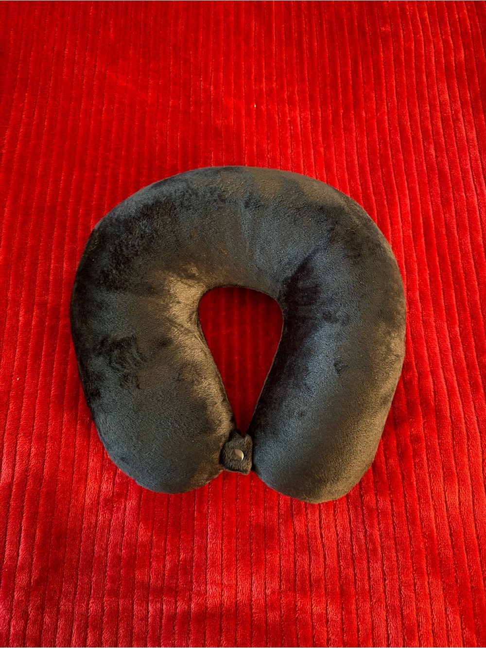 Plush Black U-Shaped Travel Neck Pillow for Kids